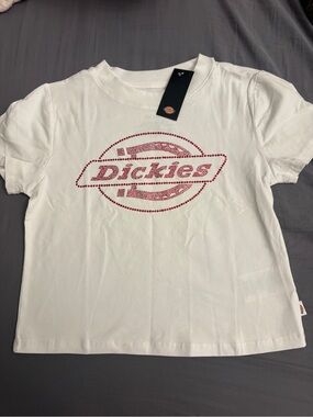 Dickies White Kids Tee with Red Logo Studs